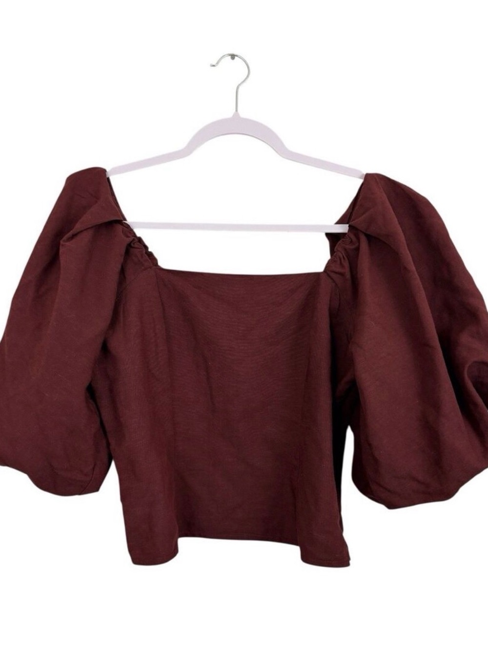 Nordstrom Burgundy Off-Shoulder Puff Sleeve Blouse